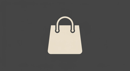 Poster - A simple illustration of a cream colored shopping bag against a dark gray background image style