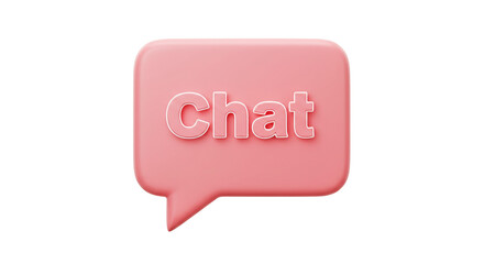 Poster - A pink chat bubble with the word chat written on it isolated on a white background in a studio shot