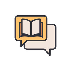 Poster - Creative Icon Of Book In Speech Bubble Symbolizing Knowledge Exchange