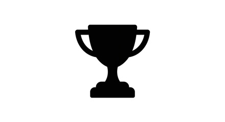 Poster - A simple black silhouette of a trophy with handles and a pedestal on a plain white background space filling