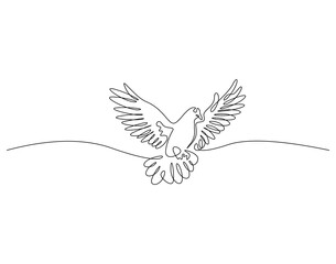 Fototapete - Continuous one line drawing of dove. One line drawing illustration of dove bird. Peace bird and freedom concept single line. Editable outline