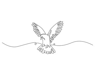 Fototapete - Continuous one line drawing of dove. One line drawing illustration of dove bird. Peace bird and freedom concept single line. Editable outline