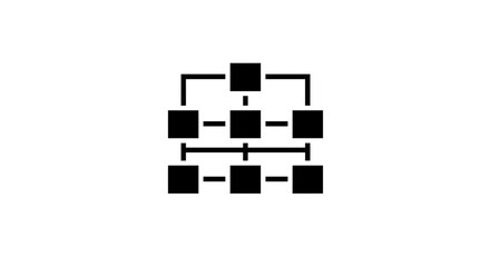 Poster - A simple black diagram of a network or structure with connected squares on a white background plain view