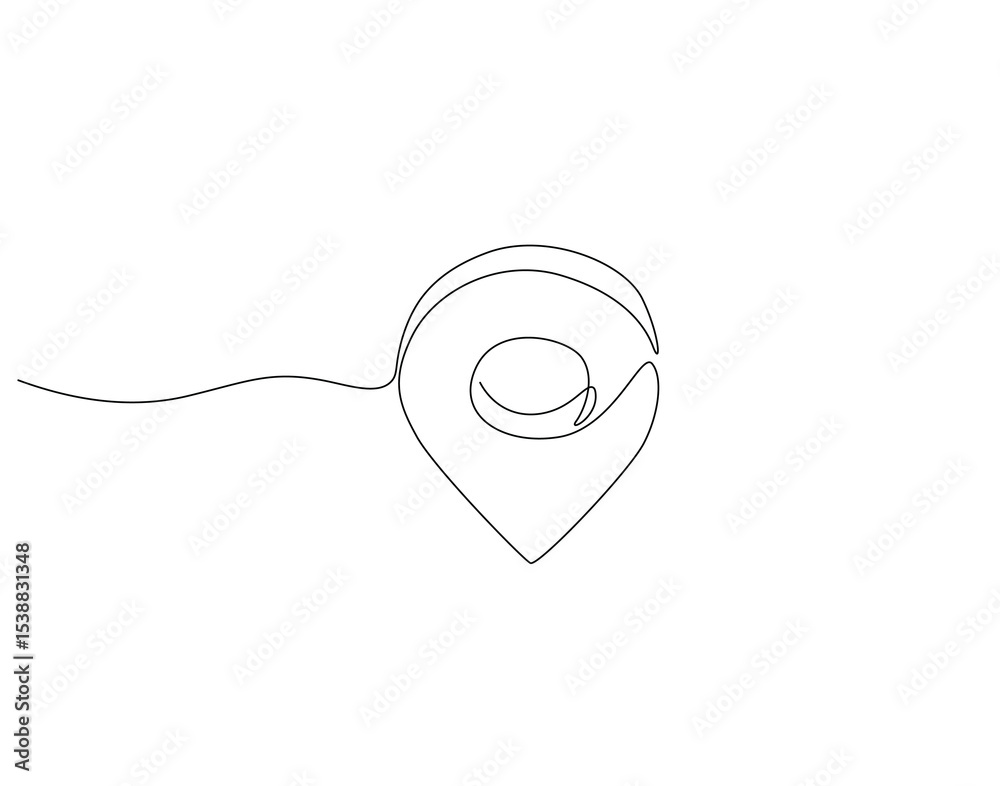 Continuous one line drawing of location pin. One line drawing ...
