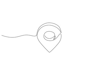 Fototapete - Continuous one line drawing of location pin. One line drawing illustration of GPS pin marker. Navigation and direction concept single line. Editable outline