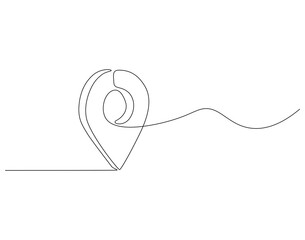 Fototapete - Continuous one line drawing of location pin. One line drawing illustration of GPS pin marker. Navigation and direction concept single line. Editable outline
