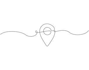 Fototapete - Continuous one line drawing of location pin. One line drawing illustration of GPS pin marker. Navigation and direction concept single line. Editable outline