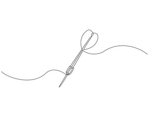 Fototapete - Continuous one line drawing of darts. One line drawing illustration of darts. Business target, bullseye concept single line. Editable outline