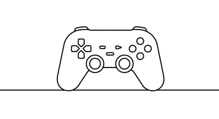 Poster - A simple line drawing of a game controller with buttons and joysticks on a white background surface