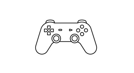 Poster - A simple line drawing of a standard video game controller on a plain white background for gaming themes