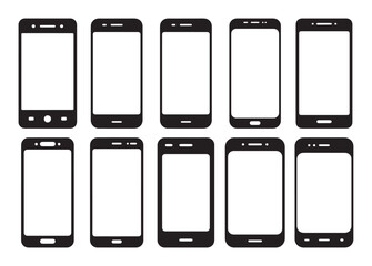 Fototapete - Smartphone Icon Set Collection of Mobile Phone Silhouettes with Blank Screens
