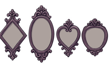 Poster - Decorative vintage picture frames in various shapes and sizes for home decor and artistic display options