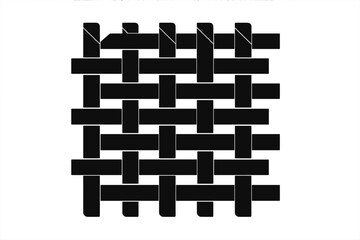 Poster - Modern geometric black woven pattern displayed on a white background creates a striking visual contrast and texture