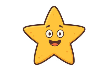 Poster - Cheerful cartoon star character smiling on a simple white background in a playful design style