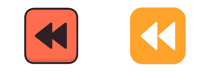 Fototapete - Two rewind icons in contrasting colors representing navigation or playback control in digital media