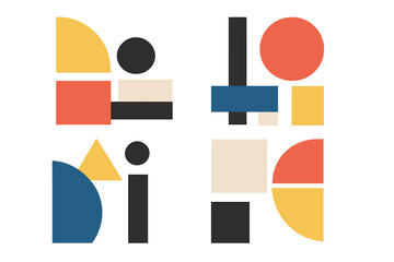Poster - Colorful geometric shapes create an abstract art display in a contemporary design setting