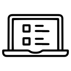 Aufkleber - outline style image depicts a laptop displaying a digital survey or questionnaire with two empty squ