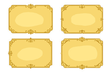 Poster - Elegant golden decorative frames with ornate designs for various text applications in creative projects