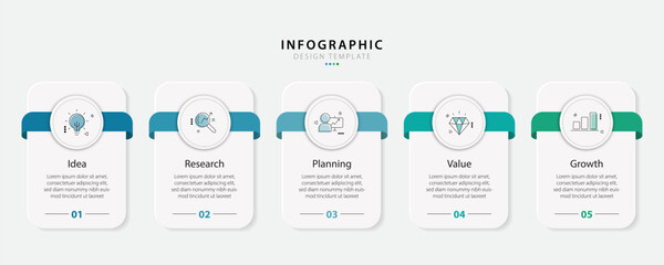 Poster - Timeline infographic template. 5 Step timeline journey, calendar Flat simple infographics design template. presentation graph. Business concept with 5 options, vector illustration.