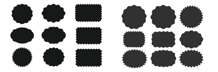 Aufkleber - Variety of blank labels in different shapes and sizes arranged on a white background for design purposes