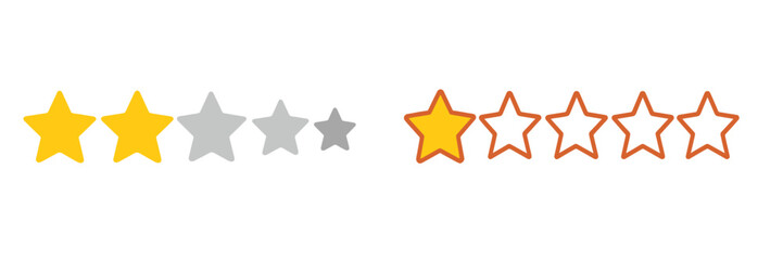 Poster - Rating system displays varying levels of satisfaction using color-coded stars on a plain background