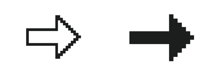 Aufkleber - Pixelated right arrow graphic contrasting in black and white on a simple background with clear lines and shapes