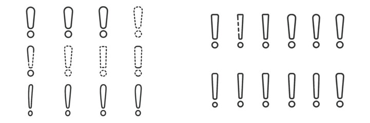Poster - Creative display of exclamation marks arranged in various styles on a light background during a conceptual design project