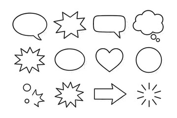 Poster - Variety of speech and thought bubbles with decorative elements, perfect for graphic design and illustration projects