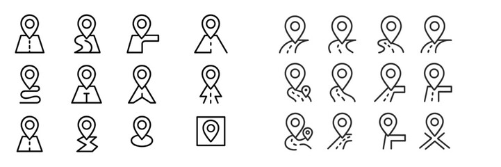 Aufkleber - Collection of location pin icons depicting various activities and directions in a minimalist style