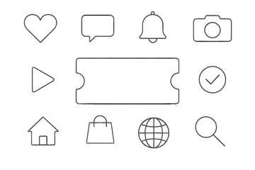 Aufkleber - Collection of modern icons illustrating communication, media, and everyday activities