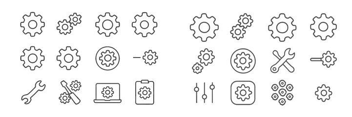 Poster - Collection of outlined gears and tools for mechanical design and engineering projects
