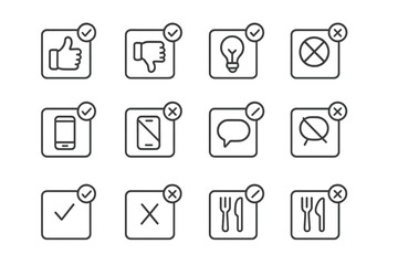 Poster - Collection of simple icons displaying feedback options and actions used in digital interfaces