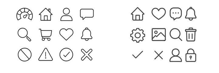 Aufkleber - Collection of various simple icons representing different activities and concepts for digital interface design