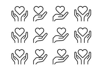 Poster - Heart and hand symbols representing care and compassion in a simple design layout