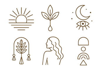 Poster - Illustrations of natural elements and human forms in a minimalist and modern aesthetic