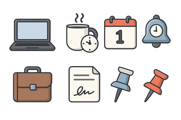 Aufkleber - Icons representing productivity tools for work and organization in a digital workspace