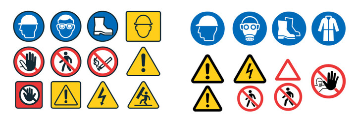Poster - Safety signs and symbols displayed in a workplace to promote awareness and caution among employees during work hours