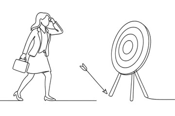 Aufkleber - Businesswoman approaches target with focus and determination while carrying briefcase in a professional setting