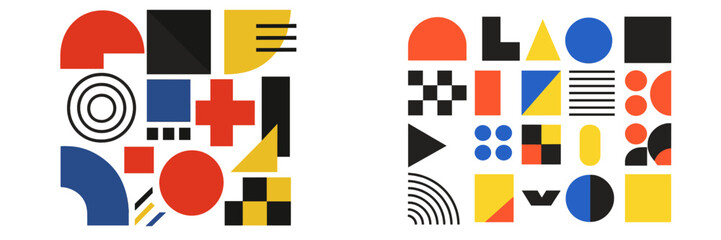 Aufkleber - Colorful geometric shapes arranged in an abstract pattern showcasing modern design aesthetics in a digital format