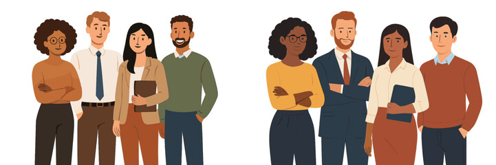 Poster - Diverse group of professionals posing together in a modern workplace setting, showcasing unity and collaboration