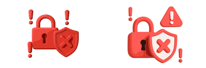 Poster - Security icons featuring a padlock and warning symbols illustrating protection and alertness in digital spaces