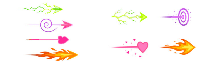 Poster - Colorful graphic elements of arrows and special effects against a blank background