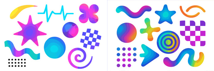 Poster - Colorful abstract shapes and patterns creating a vibrant design suitable for digital graphics projects and artistic creations