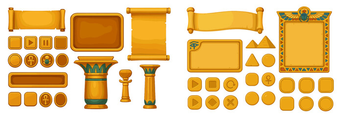 Poster - Ancient Egyptian themed digital assets for games featuring scrolls, symbols, and decorative elements