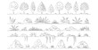© Sara Studio - Simple Trees and Rocks Outline Illustrations