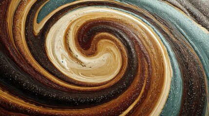 Aufkleber - Swirl of Muddy Colors Creates a Mesmerizing Spiral Motion Resembling a Natural Whirlpool in Earthy Tones