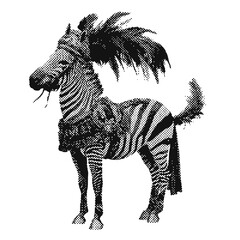 Poster - Circus zebra halftone grunge vector design element