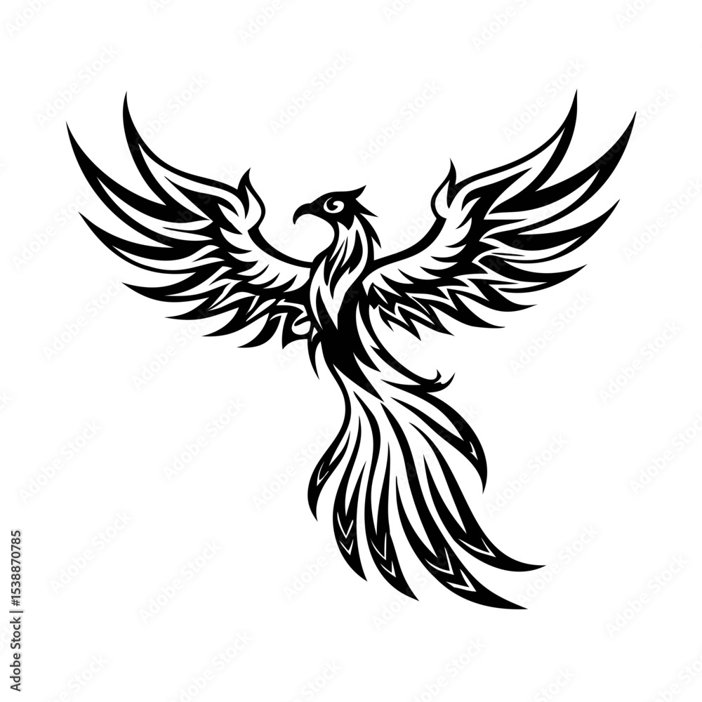 Majestic Tribal Phoenix Tattoo Design – Mythical Firebird Artwork for ...