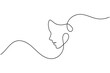 © Line Art King - Woman face profile continuous one line drawing minimalist style isolated outline illustration