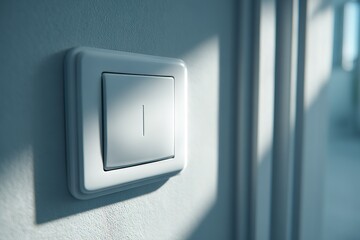 Poster - Light switch mounted on a wall in a softly lit interior space during the afternoon